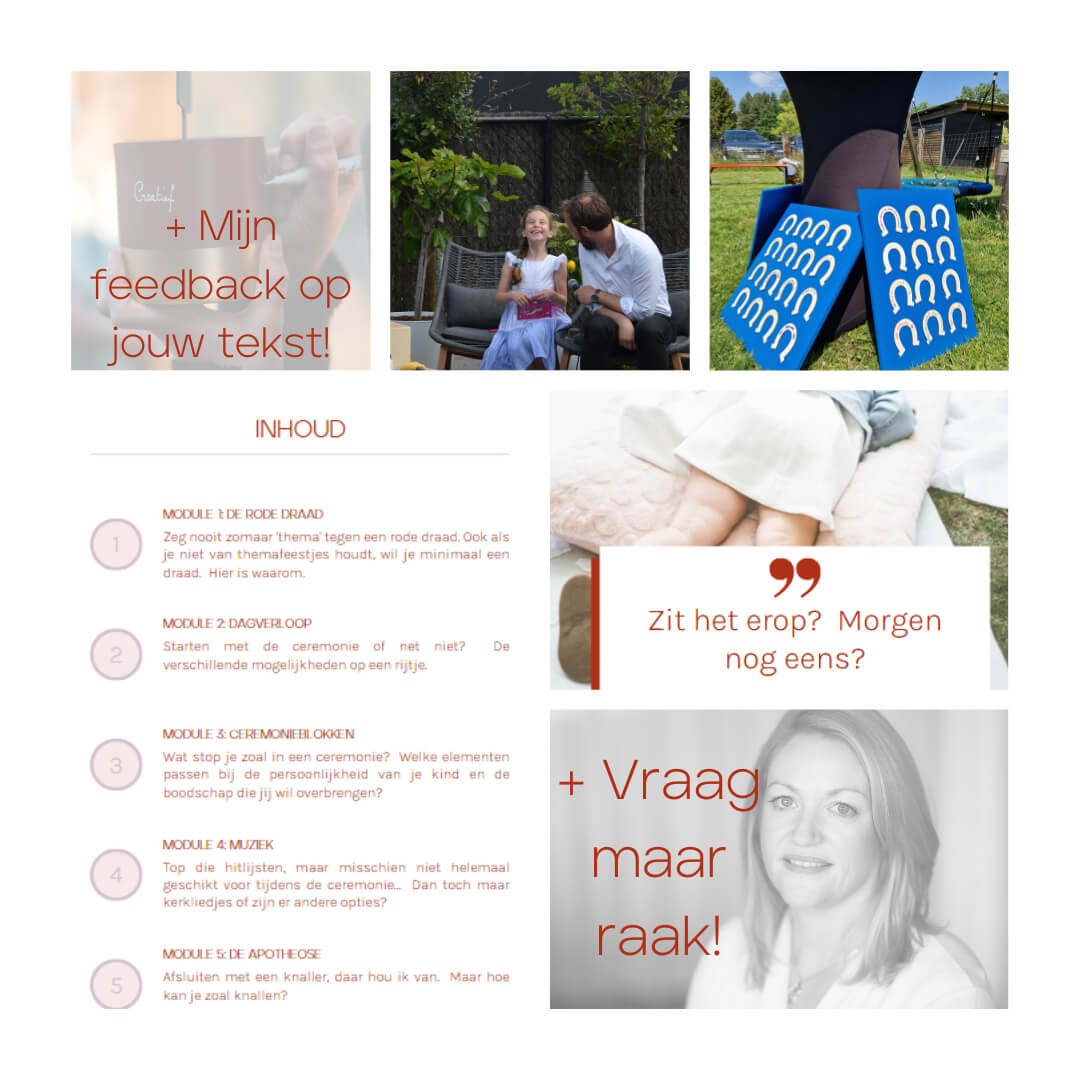 Ceremoniecreatieboek voor mijlpaalfeesten (pdf) met coaching en proeflezing